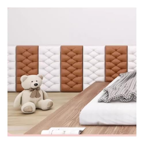 DSAFHIU 4 Stück Selbstklebende 3D-Schaumstoff-Wandpaneele, wasserdicht, hochwertiger Kollisionsschutz, Lederbezug-Dekor, weiches Kissen for Wandverkleidungen, Kinderzimmer, Kopfteile(L2,6PCS_35*70CM) von DSAFHIU