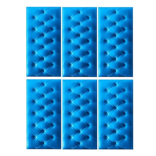 DSAFHIU 4-teilige Wandmatten for Kinder, Selbstklebende 3D-Wandaufkleber-Tapete, 1,3 cm Dicke Antikollisions-Wandpaneele, schützende Wandkissen for das Wohnzimmer im Kinderzimmer(Blue,6PCS_35*70CM) von DSAFHIU
