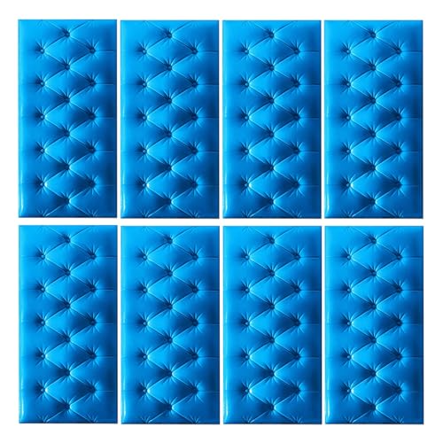 DSAFHIU 4-teilige Wandmatten for Kinder, Selbstklebende 3D-Wandaufkleber-Tapete, 1,3 cm Dicke Antikollisions-Wandpaneele, schützende Wandkissen for das Wohnzimmer im Kinderzimmer(Blue,8PCS_35*70CM) von DSAFHIU