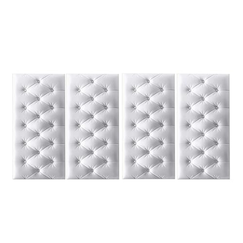 DSAFHIU 4-teilige Wandmatten for Kinder, Selbstklebende 3D-Wandaufkleber-Tapete, 1,3 cm Dicke Antikollisions-Wandpaneele, schützende Wandkissen for das Wohnzimmer im Kinderzimmer(Gray,4PCS_35*70CM) von DSAFHIU
