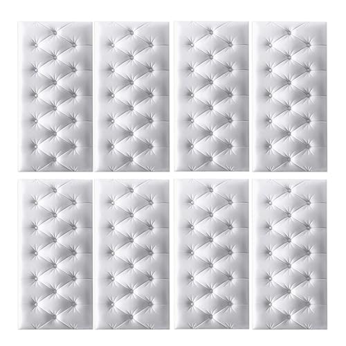 DSAFHIU 4-teilige Wandmatten for Kinder, Selbstklebende 3D-Wandaufkleber-Tapete, 1,3 cm Dicke Antikollisions-Wandpaneele, schützende Wandkissen for das Wohnzimmer im Kinderzimmer(Gray,8PCS_35*70CM) von DSAFHIU