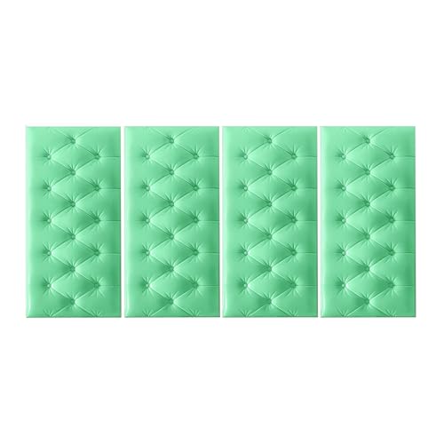 DSAFHIU 4-teilige Wandmatten for Kinder, Selbstklebende 3D-Wandaufkleber-Tapete, 1,3 cm Dicke Antikollisions-Wandpaneele, schützende Wandkissen for das Wohnzimmer im Kinderzimmer(Green,4PCS_35*70CM) von DSAFHIU