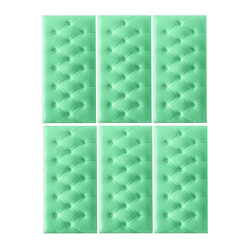 DSAFHIU 4-teilige Wandmatten for Kinder, Selbstklebende 3D-Wandaufkleber-Tapete, 1,3 cm Dicke Antikollisions-Wandpaneele, schützende Wandkissen for das Wohnzimmer im Kinderzimmer(Green,6PCS_35*70CM) von DSAFHIU
