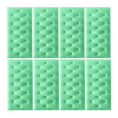 DSAFHIU 4-teilige Wandmatten for Kinder, Selbstklebende 3D-Wandaufkleber-Tapete, 1,3 cm Dicke Antikollisions-Wandpaneele, schützende Wandkissen for das Wohnzimmer im Kinderzimmer(Green,8PCS_35*70CM) von DSAFHIU