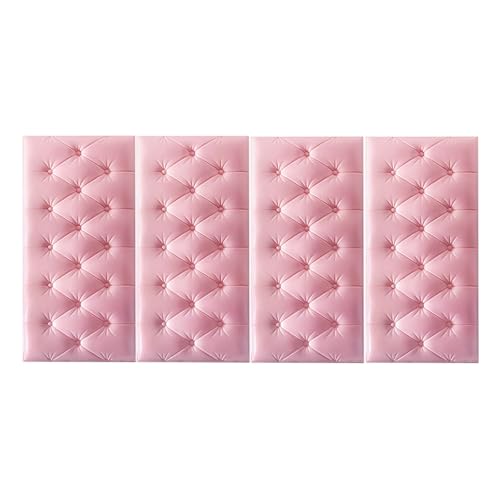 DSAFHIU 4-teilige Wandmatten for Kinder, Selbstklebende 3D-Wandaufkleber-Tapete, 1,3 cm Dicke Antikollisions-Wandpaneele, schützende Wandkissen for das Wohnzimmer im Kinderzimmer(Pink,4PCS_35*70CM) von DSAFHIU
