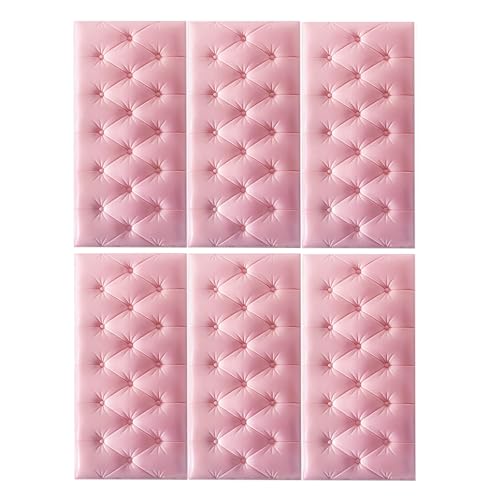 DSAFHIU 4-teilige Wandmatten for Kinder, Selbstklebende 3D-Wandaufkleber-Tapete, 1,3 cm Dicke Antikollisions-Wandpaneele, schützende Wandkissen for das Wohnzimmer im Kinderzimmer(Pink,6PCS_35*70CM) von DSAFHIU