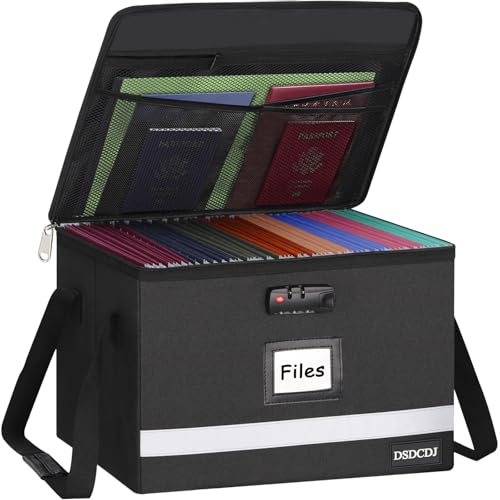 DSDCDJ Dokumentenbox, Dokumententasche mit Schloss, Hängeregister Box für DIN A4 Hängeregister, Dokumenten Organizer mit Griff, Tragbare Aktenbox Document Organizer für Zuhause/Büro von DSDCDJ