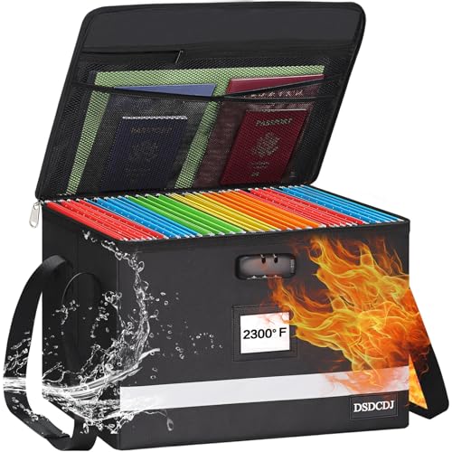 DSDCDJ Feuerfeste Dokumentenbox mit 2300℉ Wärmeisoliert, Feuerfeste Dokumententasche mit Schloss, Faltbar Dokumenten Organizer mit Griff, Tragbare Hängeregister Box Aktenbox für Zuhause/Büro DSDCDJ Feuerfeste Dokumentenbox mit 2300℉ Wärmeisoliert, Feuerfeste Dokumententasche mit Schloss, Faltbar Dokumenten Organizer mit Griff, Tragbare Hängeregister Box Aktenbox für Zuhause/Büro von DSDCDJ