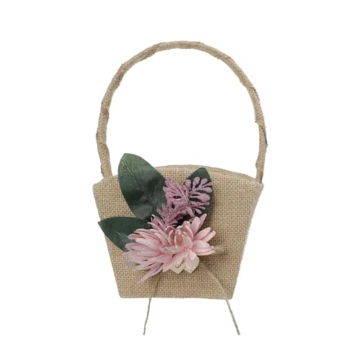 BlumenmäDchen Korb Hochzeit Blumenmädchen Körbe rustikale Sackleinen Blumenkorb mit Kunstblumen Dekor FüR Hochzeitszeremonie(Color 2) von DSFDFDG