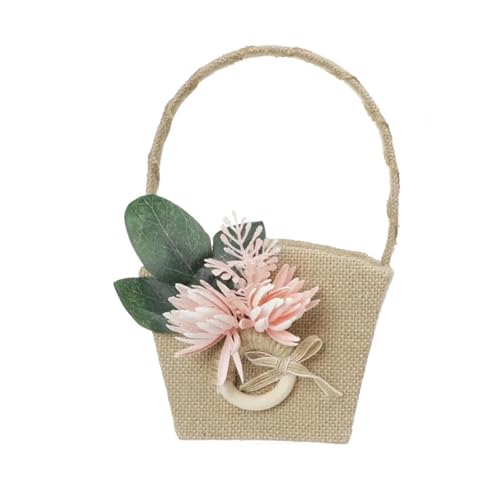 BlumenmäDchen Korb Hochzeit Blumenmädchen Körbe rustikale Sackleinen Blumenkorb mit Kunstblumen Dekor FüR Hochzeitszeremonie(Color 5) von DSFDFDG