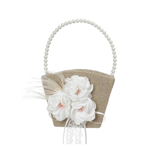 BlumenmäDchen Korb Hochzeit Blumenmädchen Körbe rustikale Sackleinen Blumenkorb mit Kunstblumen Dekor FüR Hochzeitszeremonie(Color 6) von DSFDFDG