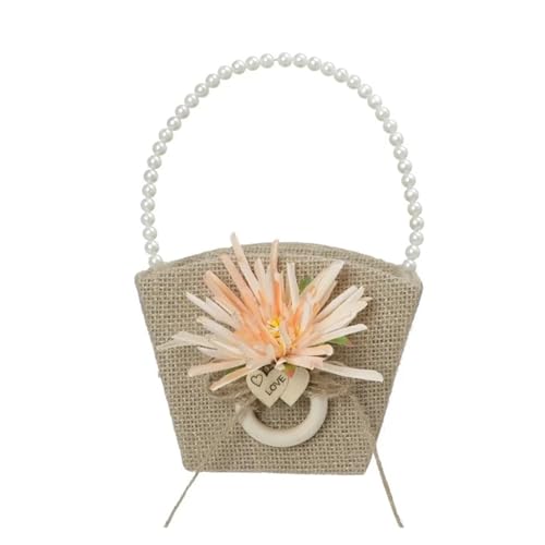 BlumenmäDchen Korb Hochzeit Blumenmädchen Körbe rustikale Sackleinen Blumenkorb mit Kunstblumen Dekor FüR Hochzeitszeremonie(Color 7) von DSFDFDG