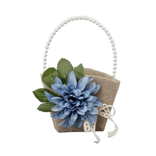 BlumenmäDchen Korb Hochzeit Blumenmädchen Körbe rustikale Sackleinen Blumenkorb mit Kunstblumen Dekor FüR Hochzeitszeremonie(Color 9) von DSFDFDG
