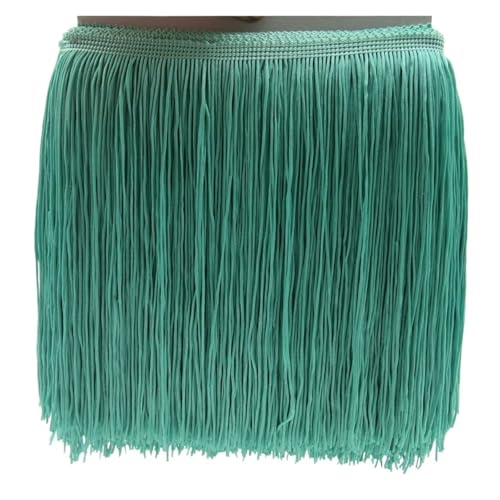 DSFDFDG 1 Yard 20CM Lange Polyester Quaste Fringe Lace Trim Band Nähen Latin Kleid Bühne Kleidungsstück Vorhang Zubehör FüR KostüMe Kleidung Basteln Handwerk(Light Green) von DSFDFDG