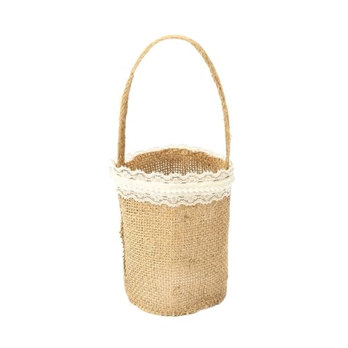 DSFDFDG BlumenmäDchen Korb 3 Stücke Romantische Sackleinen Jute Blume Korb Ring Box Rustikalen Hochzeit Blume Mädchen Korb Mit Spitze Party Dekoration FüR Hochzeitszeremonie(Brown12) von DSFDFDG