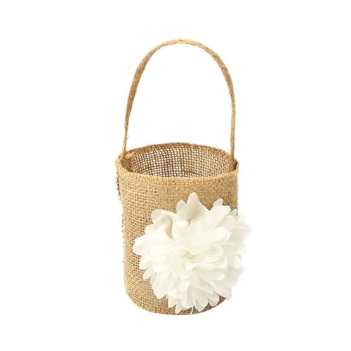 DSFDFDG BlumenmäDchen Korb 3 Stücke Romantische Sackleinen Jute Blume Korb Ring Box Rustikalen Hochzeit Blume Mädchen Korb Mit Spitze Party Dekoration FüR Hochzeitszeremonie(Brown5) von DSFDFDG