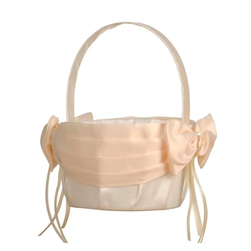 DSFDFDG BlumenmäDchen Korb Blumenkorb mit Schleifen, geeignet for Hochzeitszeremonien und Jubiläen. Niedliche kleine Körbe aus champagnerfarbenem Satin for Blumenmädchen. FüR Hochzeitszeremonie DSFDFDG BlumenmäDchen Korb Blumenkorb mit Schleifen, geeignet for Hochzeitszeremonien und Jubiläen. Niedliche kleine Körbe aus champagnerfarbenem Satin for Blumenmädchen. FüR Hochzeitszeremonie von DSFDFDG