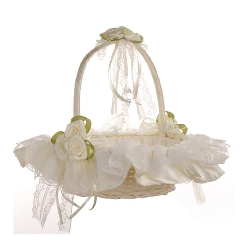 DSFDFDG BlumenmäDchen Korb Blumenmädchen Korb Set Blumen Romantisches Design Hochzeit Blumenkörbe FüR Hochzeitszeremonie(Beige) von DSFDFDG