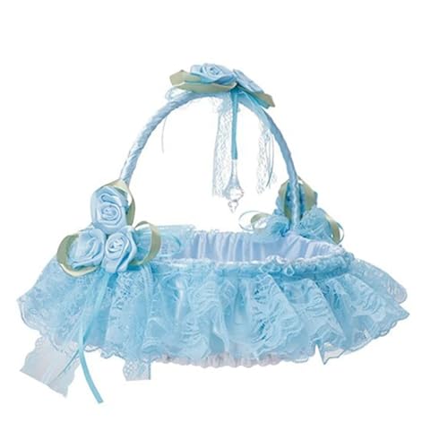 DSFDFDG BlumenmäDchen Korb Blumenmädchen Korb Set Blumen Romantisches Design Hochzeit Blumenkörbe FüR Hochzeitszeremonie(Blue) von DSFDFDG