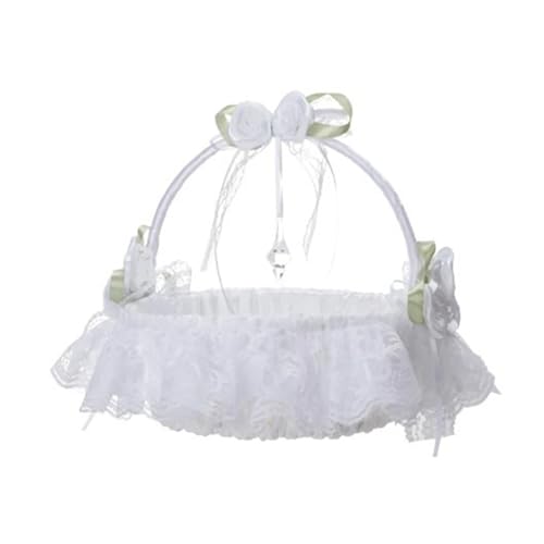 DSFDFDG BlumenmäDchen Korb Blumenmädchen Korb Set Blumen Romantisches Design Hochzeit Blumenkörbe FüR Hochzeitszeremonie(White) von DSFDFDG