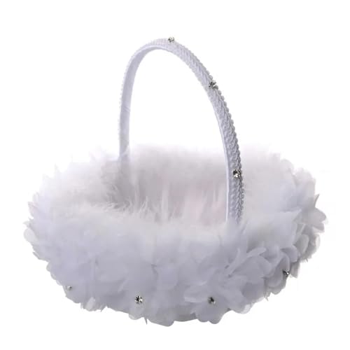 DSFDFDG BlumenmäDchen Korb Blumenmädchenkörbe for Hochzeiten Große Hochzeitskörbe for Blumenmädchen Einfache Königliche Körbe Mit Spitze Weiß FüR Hochzeitszeremonie(Style A) von DSFDFDG