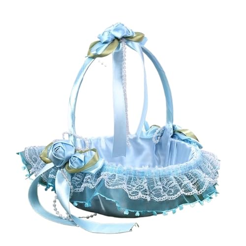 DSFDFDG BlumenmäDchen Korb Blumenmädchenkörbe for Hochzeiten Große Hochzeitskörbe for Blumenmädchen Einfache Königliche Körbe Mit Spitze Weiß FüR Hochzeitszeremonie(Style D) von DSFDFDG