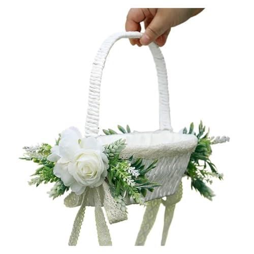 DSFDFDG BlumenmäDchen Korb Elegante künstliche Blumenmädchenkörbe for Hochzeiten Aufbewahrungskorb for Hochzeitsfeier DIY Dekorationen FüR Hochzeitszeremonie von DSFDFDG