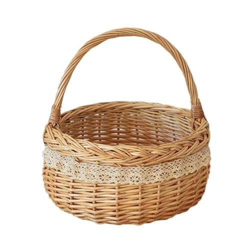 DSFDFDG BlumenmäDchen Korb Gewebter Blumenkorb, handgefertigt, Blumenarrangement, pastoraler Korb for Zuhause, Hochzeit, Gartendekoration FüR Hochzeitszeremonie(Brown3) von DSFDFDG