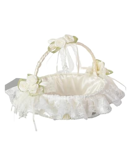 DSFDFDG BlumenmäDchen Korb Große Hochzeit Blumenmädchen Körbe Fee Kristall Anhänger Blütenblatt Konfetti Süßigkeiten Party Supplies Obstkorb Home Dekoration FüR Hochzeitszeremonie(Beige) von DSFDFDG