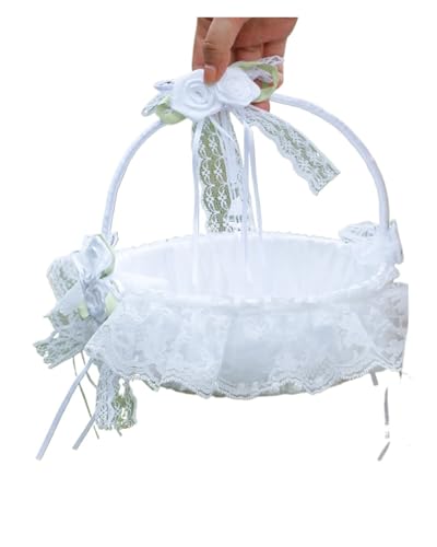 DSFDFDG BlumenmäDchen Korb Große Hochzeit Blumenmädchen Körbe Fee Kristall Anhänger Blütenblatt Konfetti Süßigkeiten Party Supplies Obstkorb Home Dekoration FüR Hochzeitszeremonie(White) von DSFDFDG