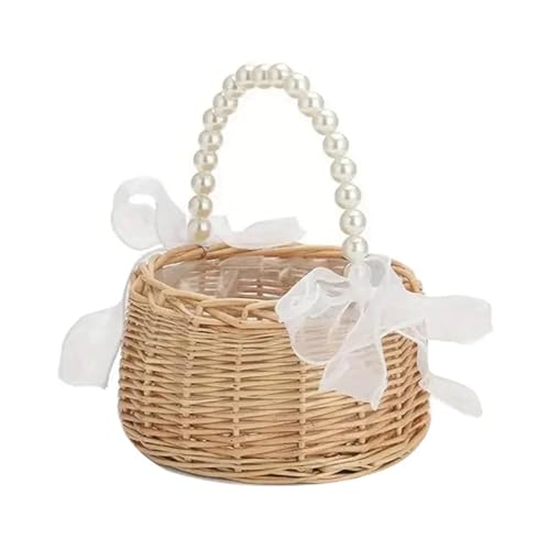 DSFDFDG BlumenmäDchen Korb Hochzeits-Geburtstags-Party-Vorräte Weiden-Rattan-Picknickkorb Blumenkorb mit Perlengriff Natürlich gewebter Aufbewahrungskorb FüR Hochzeitszeremonie DSFDFDG BlumenmäDchen Korb Hochzeits-Geburtstags-Party-Vorräte Weiden-Rattan-Picknickkorb Blumenkorb mit Perlengriff Natürlich gewebter Aufbewahrungskorb FüR Hochzeitszeremonie von DSFDFDG