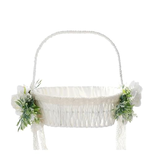 DSFDFDG BlumenmäDchen Korb Hochzeitsfeier-Dekoration, Brautjungfer, Weißer Korb, Hochzeitsblumenstreukorb, Blütenblatt-Aufbewahrungskorb FüR Hochzeitszeremonie(White22) von DSFDFDG