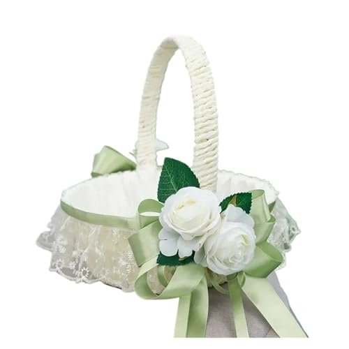 DSFDFDG BlumenmäDchen Korb Hochzeitsfeier-Dekoration, Brautjungfer, Weißer Korb, Hochzeitsblumenstreukorb, Blütenblatt-Aufbewahrungskorb FüR Hochzeitszeremonie(White33) von DSFDFDG