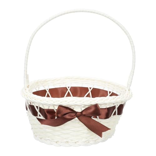 DSFDFDG BlumenmäDchen Korb Korb Blumenmädchen Körbe Hochzeit gewebt Weidengriff Rattan Ostern Hochzeiten Lagerung rustikale Süßigkeiten weiß Picknick Weide FüR Hochzeitszeremonie(Dark Coffee) von DSFDFDG