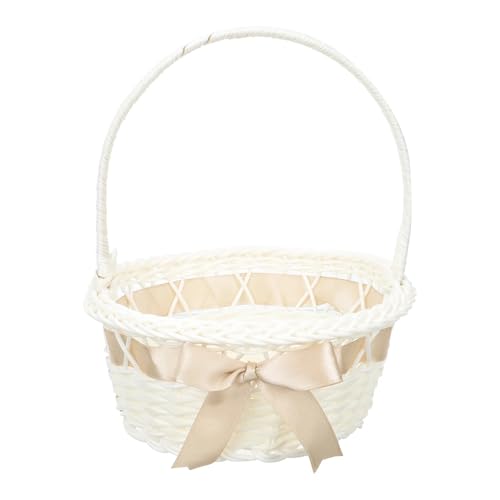 DSFDFDG BlumenmäDchen Korb Korb Blumenmädchen Körbe Hochzeit gewebt Weidengriff Rattan Ostern Hochzeiten Lagerung rustikale Süßigkeiten weiß Picknick Weide FüR Hochzeitszeremonie(Light Coffee) von DSFDFDG