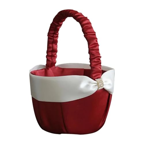 DSFDFDG BlumenmäDchen Korb Roter Blumenmädchenkorb Romantische Hochzeitstagskollektion Blumenkorb Weißer Satinperlen-Hochzeitsblumenmädchenkorb mit Schleife FüR Hochzeitszeremonie DSFDFDG BlumenmäDchen Korb Roter Blumenmädchenkorb Romantische Hochzeitstagskollektion Blumenkorb Weißer Satinperlen-Hochzeitsblumenmädchenkorb mit Schleife FüR Hochzeitszeremonie von DSFDFDG