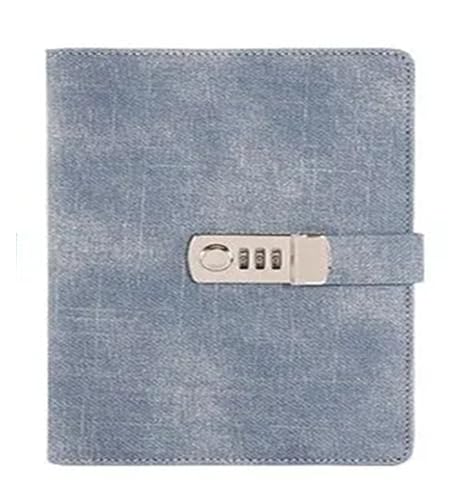 DSFDFDG Tagebuch Mit Schloss Passwort Buch Weibliche Verdickt Notizblock Retro Leinwand Mit Schloss A5 Kreative Tagebuch Schreibwaren Handbuch Notebook Buch FüR MäNner Und Frauen(Blue) von DSFDFDG