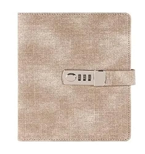 DSFDFDG Tagebuch Mit Schloss Passwort Buch Weibliche Verdickt Notizblock Retro Leinwand Mit Schloss A5 Kreative Tagebuch Schreibwaren Handbuch Notebook Buch FüR MäNner Und Frauen(Khaki) von DSFDFDG