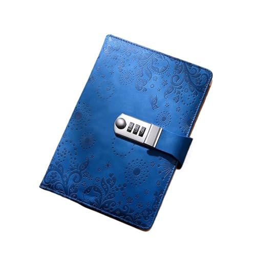 DSFDFDG Tagebuch Mit Schloss Passwort-Notizbuch, 200 Seiten, A5, Vintage-Tagebuch mit Schloss, geheimer Notizblock, Büro-Notizen, Buch, Agenda, niedliches Briefpapier FüR MäNner Und Frauen(Blue) von DSFDFDG
