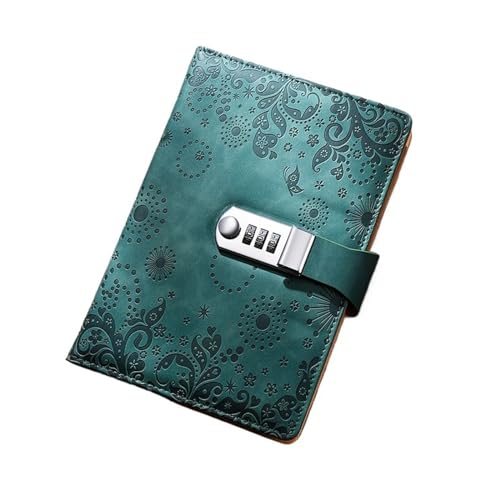 DSFDFDG Tagebuch Mit Schloss Passwort-Notizbuch, 200 Seiten, A5, Vintage-Tagebuch mit Schloss, geheimer Notizblock, Büro-Notizen, Buch, Agenda, niedliches Briefpapier FüR MäNner Und Frauen(Green) von DSFDFDG
