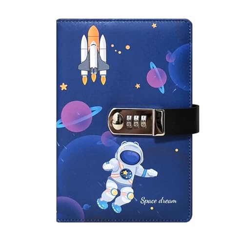 Tagebuch Mit Schloss A5 Astronaut Line Grid Tagebuch mit Codeschloss Blockade Notizblock Passwortbuch Niedliche dicke Tagebücher Notizbücher Schule Schulbedarf FüR MäNner Und Frauen(A-line-box) von DSFDFDG