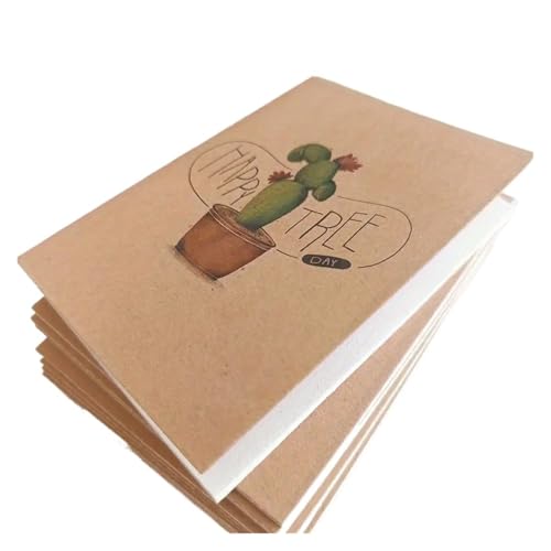 DSFIHJO Inspirierende NotizbüCher 10 Stück kleines süßes Kraft-Taschennotizbuch, 64K 16-Blatt leeres Mini-Tagebuch-Notizblock for Schüler, Reisende, Schulbedarf(Cactuse series) von DSFIHJO