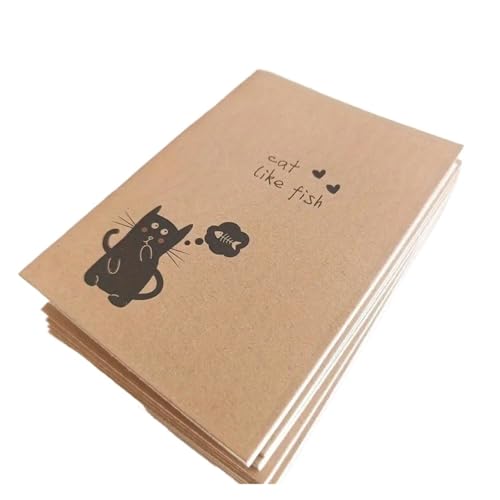 DSFIHJO Inspirierende NotizbüCher 10 Stück kleines süßes Kraft-Taschennotizbuch, 64K 16-Blatt leeres Mini-Tagebuch-Notizblock for Schüler, Reisende, Schulbedarf(Cat series) von DSFIHJO