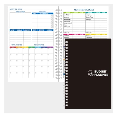 DSFIHJO Inspirierende NotizbüCher 2 stücke 50 blätter Budget Planer Monatliche Rechnung Organizer PVC Hardcover Budget Buch for Ersparnisse Schulden Ausgaben Tracking Notebook(Black Silver) von DSFIHJO