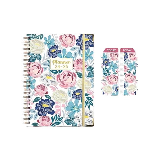 DSFIHJO Inspirierende NotizbüCher 2 stücke 71 blätter Floral Monatliche Wöchentlich Planer Agenda A5 Notebook Planer Kalender Zeitpläne Schreibwaren Schule Bürobedarf(B08) von DSFIHJO