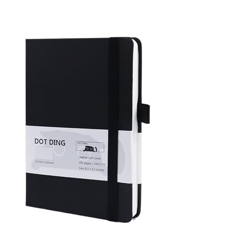 DSFIHJO Inspirierende NotizbüCher 2 stücke Gepunktete Kugel Notebook A5 100 GSM Journal Hardcover 160 Seiten Elfenbein weiß papier Sammelalbum Planer Agenda Schreibwaren(Black) von DSFIHJO