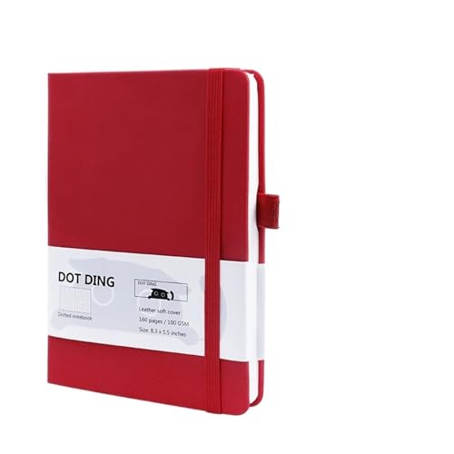 DSFIHJO Inspirierende NotizbüCher 2 stücke Gepunktete Kugel Notebook A5 100 GSM Journal Hardcover 160 Seiten Elfenbein weiß papier Sammelalbum Planer Agenda Schreibwaren(Red) von DSFIHJO