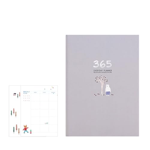 DSFIHJO Inspirierende NotizbüCher 2 stücke Täglichen/Monatlichen Planer Notebook Kawaii Kalender Tagebuch Journal Notizblock Zeitplan Buch Büro Schreibwaren Büro Zubehör(Grey) von DSFIHJO