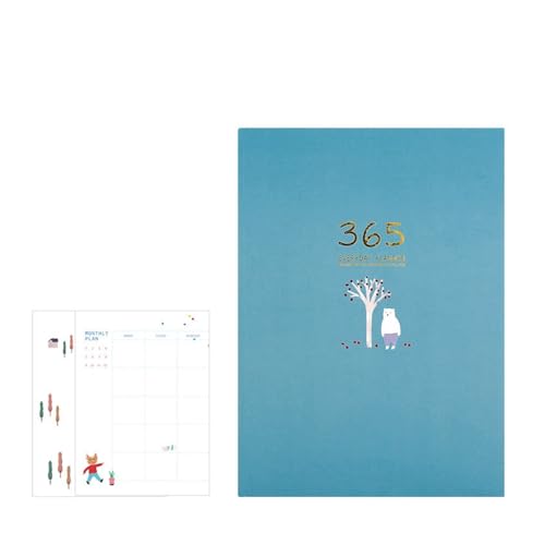 DSFIHJO Inspirierende NotizbüCher 2 stücke Täglichen/Monatlichen Planer Notebook Kawaii Kalender Tagebuch Journal Notizblock Zeitplan Buch Büro Schreibwaren Büro Zubehör(Lake Blue) von DSFIHJO