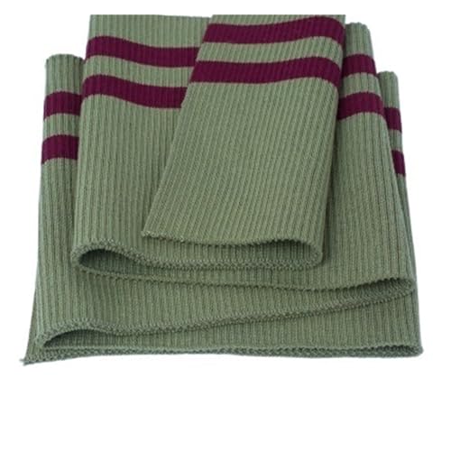 Elastische BüNdchen Dehnbare Big Rib 700 g/m² Baumwolle 15 x 80 cm dicker Stretch-Streifen-Strickstoff for DIY-Nähen, Bund, Leistenbündchen, Halsband, Jacken(ArmyGreenWineRed) von DSFIHJO